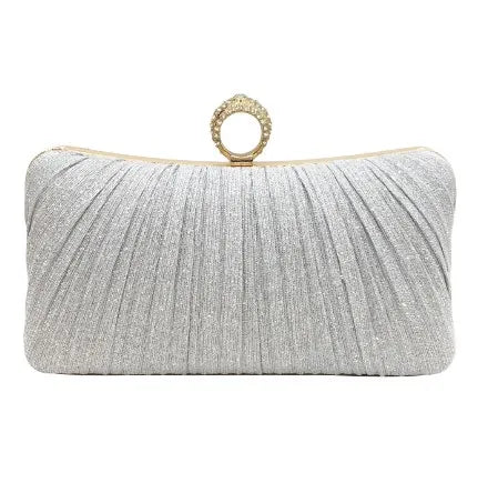 Metal Solid Color Evening Bags in Silver