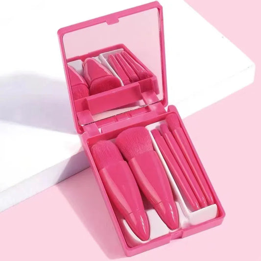 Simple Style Pink Artificial Fiber Makeup Brushes 1 Set In Fushia