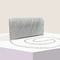 Silver Champagne PVC Solid Color Square Evening Bags
