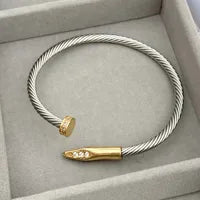 Rhinestone Geometric 316L Stainless Steel Copper Zircon 18K Gold Plated Plating Inlay Tube Bangle
