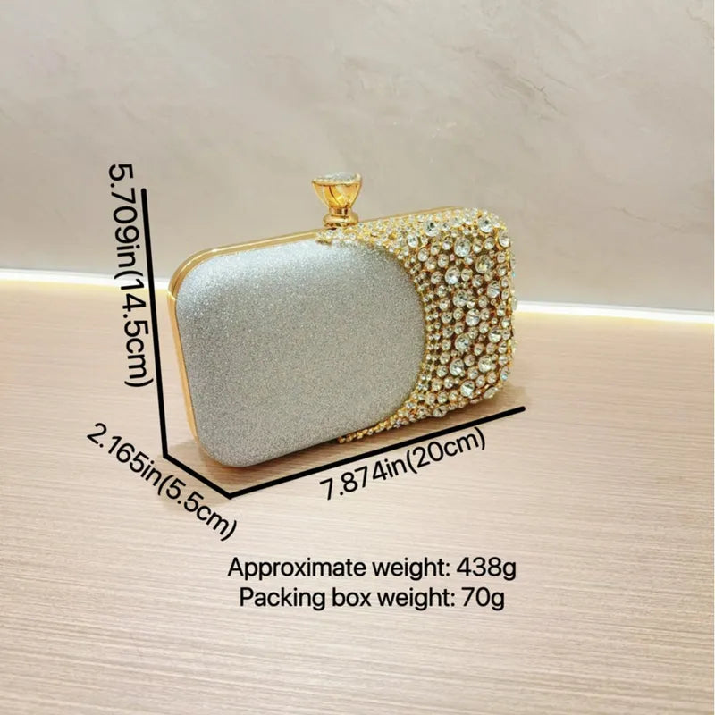 Ladies Party Diamond Evening Bag Silver Glitter