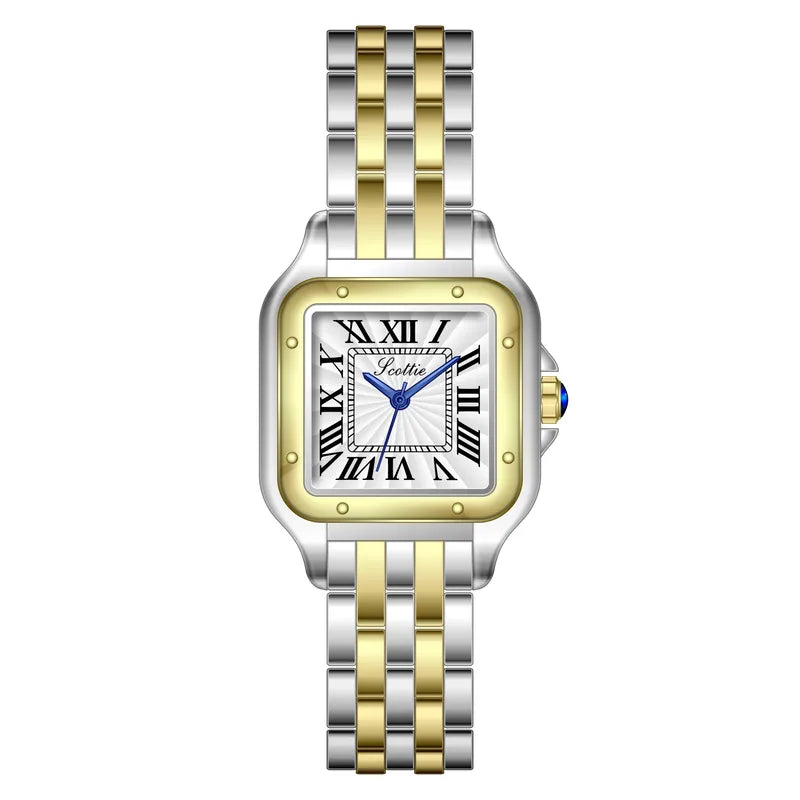 Silver/Gold Small Square Watch