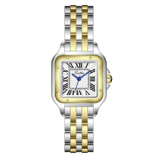 Silver/Gold Small Square Watch
