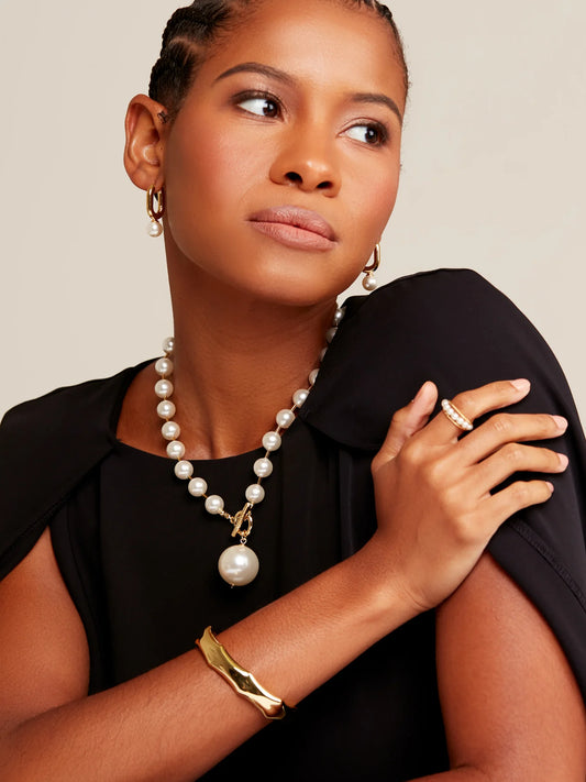Pearl Beaded Collar Necklace with Tube Spacers Jewelry