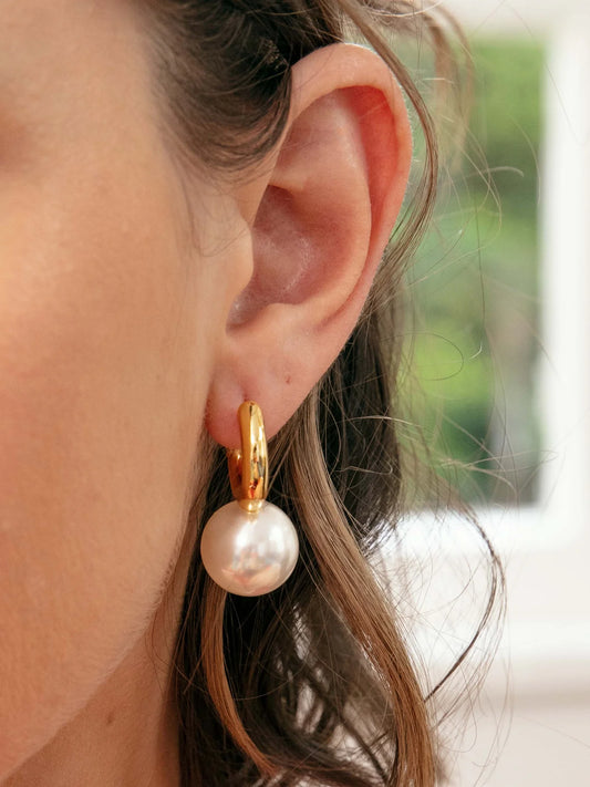 Pearl Drop Huggie Earring Jewelry