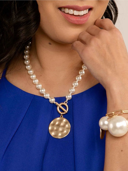 Pearl & Charm Collar Necklace