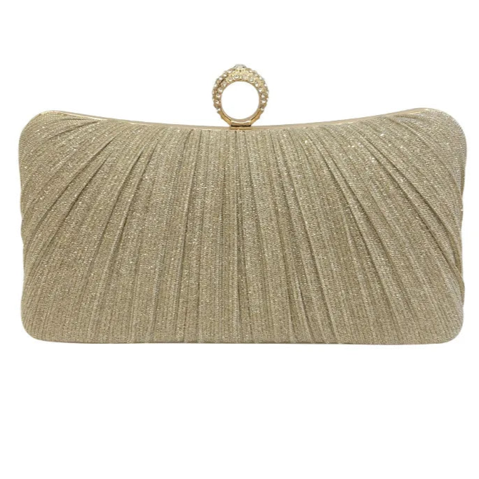 Metal Solid Color Evening Bags in Gold