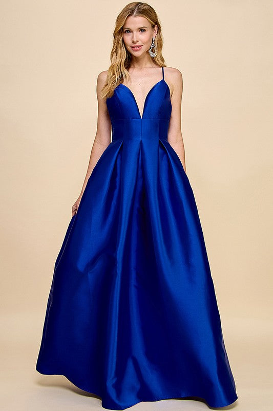 Taffeta Maxi Dress Royal Blue