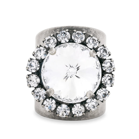 Jacci RIng In Antique Silver Clear