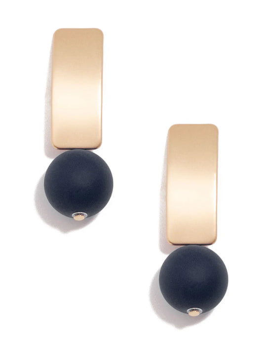 Resin Bead Drop Earring In Navy