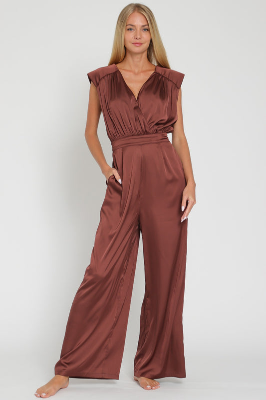 Brown Satin Jumpsuit