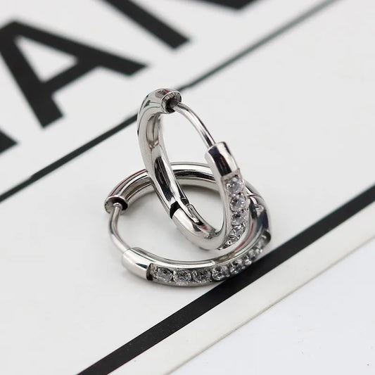 Women’s Printing Inlay Earrings In 304 Stainless Steel With 18K Real Gold PVD Coating And Zircon Inlay