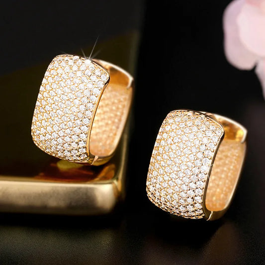 Zircon Earrings For Women With KC Golden Water Plating