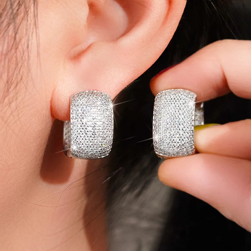 Zircon Earrings With KC Golden Water Plating