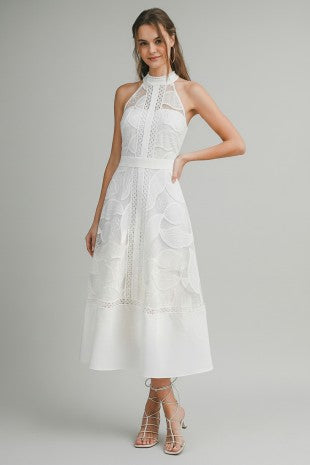 Midi White Halter Dress
