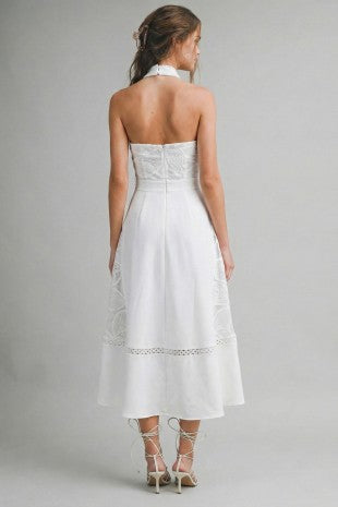 Midi White Halter Dress