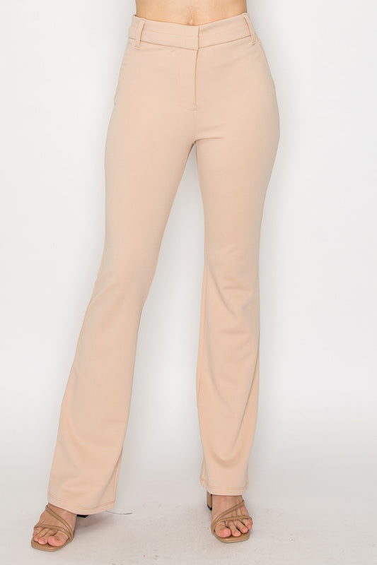 Twill Fit And Flare Mid- Rise Pants Taupe