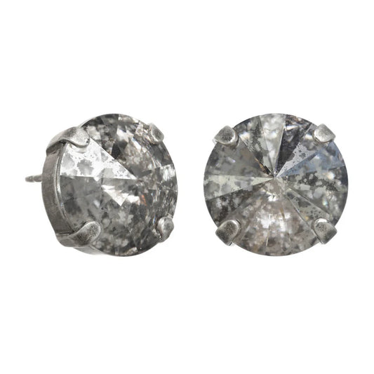 Trentley Studs In Antique Silver Clear
