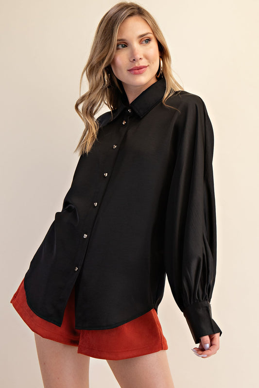 Voluminous Sleeve Blouse Black
