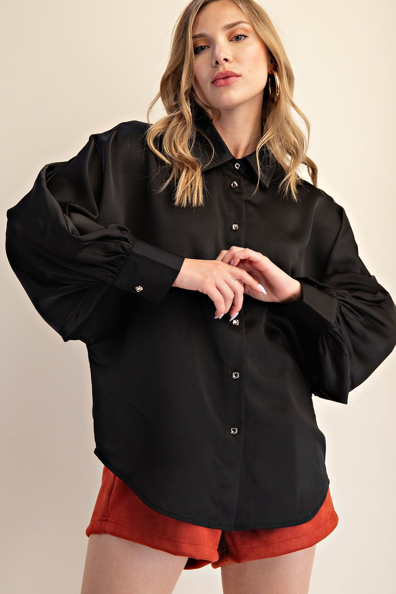 Voluminous Sleeve Blouse Black
