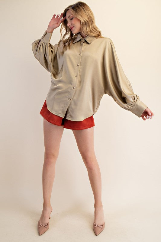 Voluminous Sleeve Blouse Taupe