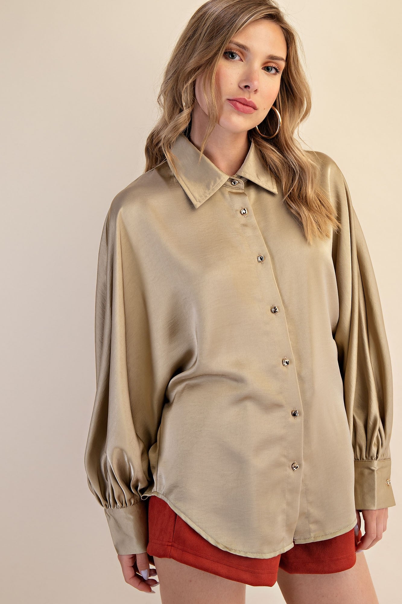 Voluminous Sleeve Blouse Taupe