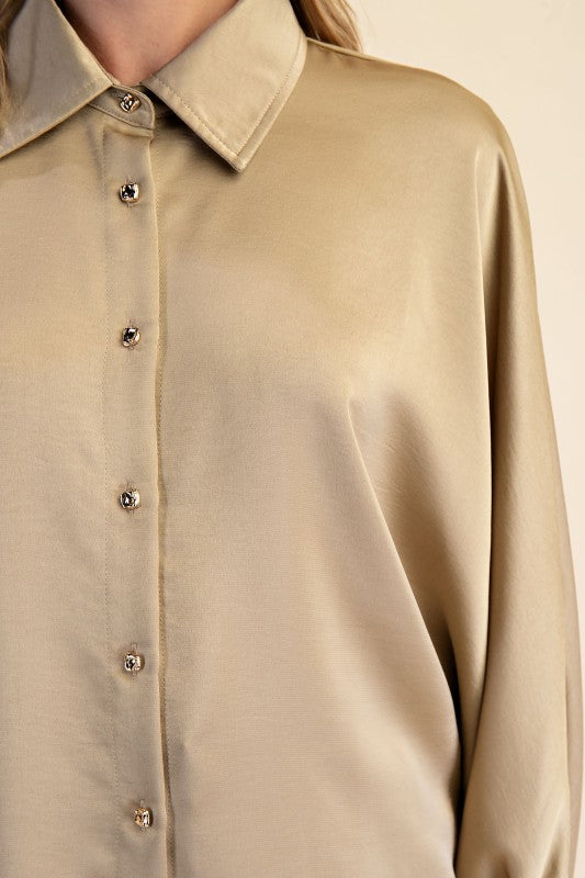Voluminous Sleeve Blouse Taupe