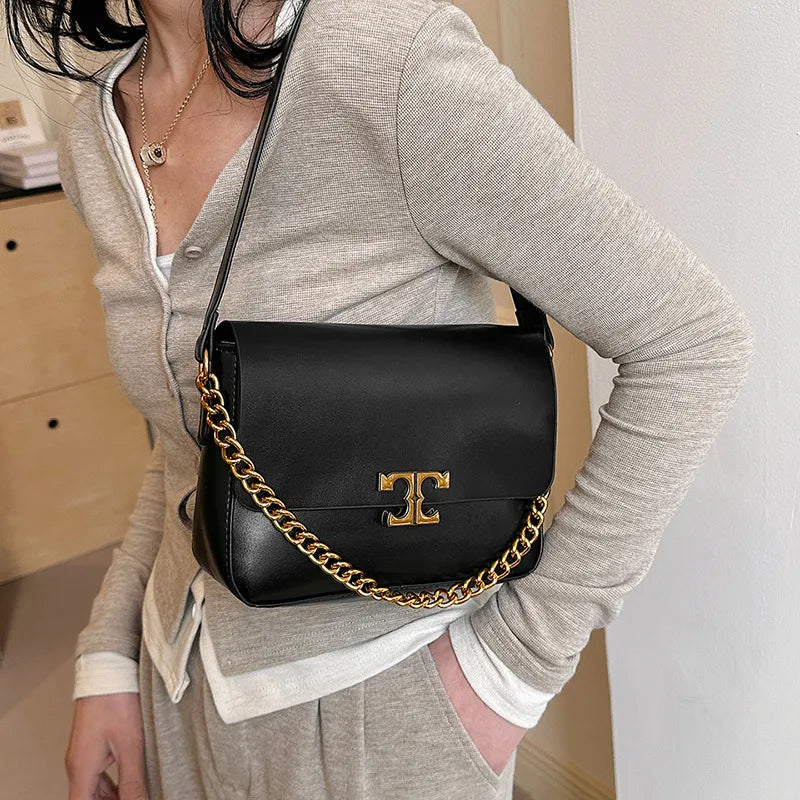 Solid Color Small Square Streetwear Bag For Women Black