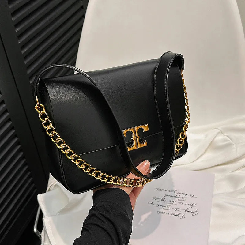 Solid Color Small Square Streetwear Bag For Women Black