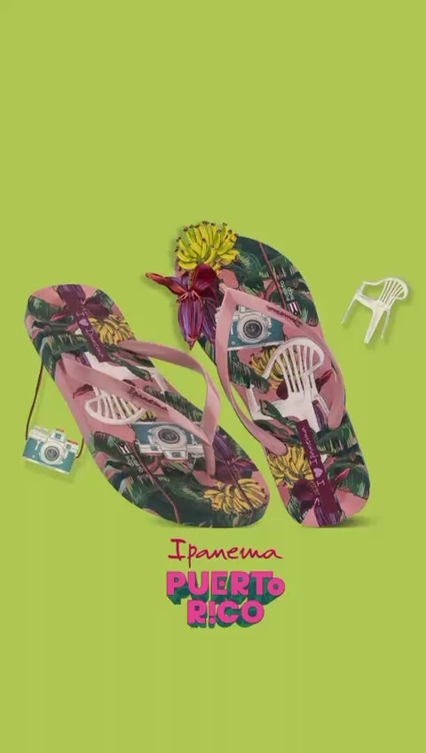Puerto Rico Sandals Pink and Multicolor Chairs and Camera Prints